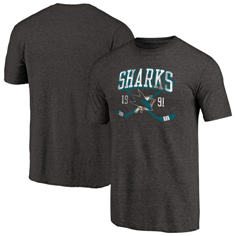 San Jose Sharks Vintage Collection Line Shift Tri-Blend T-Shirt Black