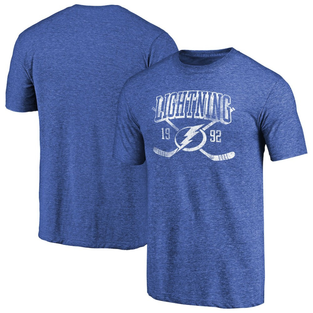Tampa Bay Lightning Vintage Collection Line Shift Tri-Blend T-Shirt Heathered Blue