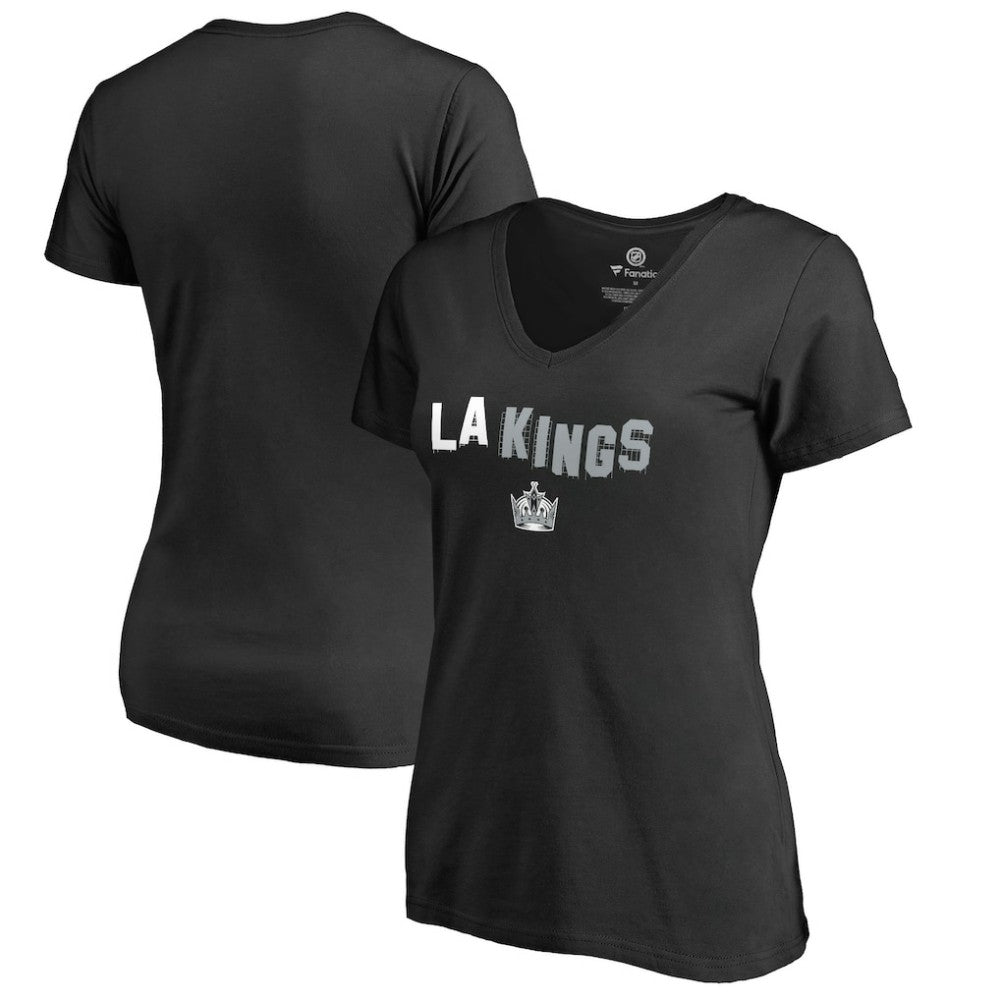 Los Angeles Kings Women's Fan Favorite Team Slogan V-Neck T-Shirt Black