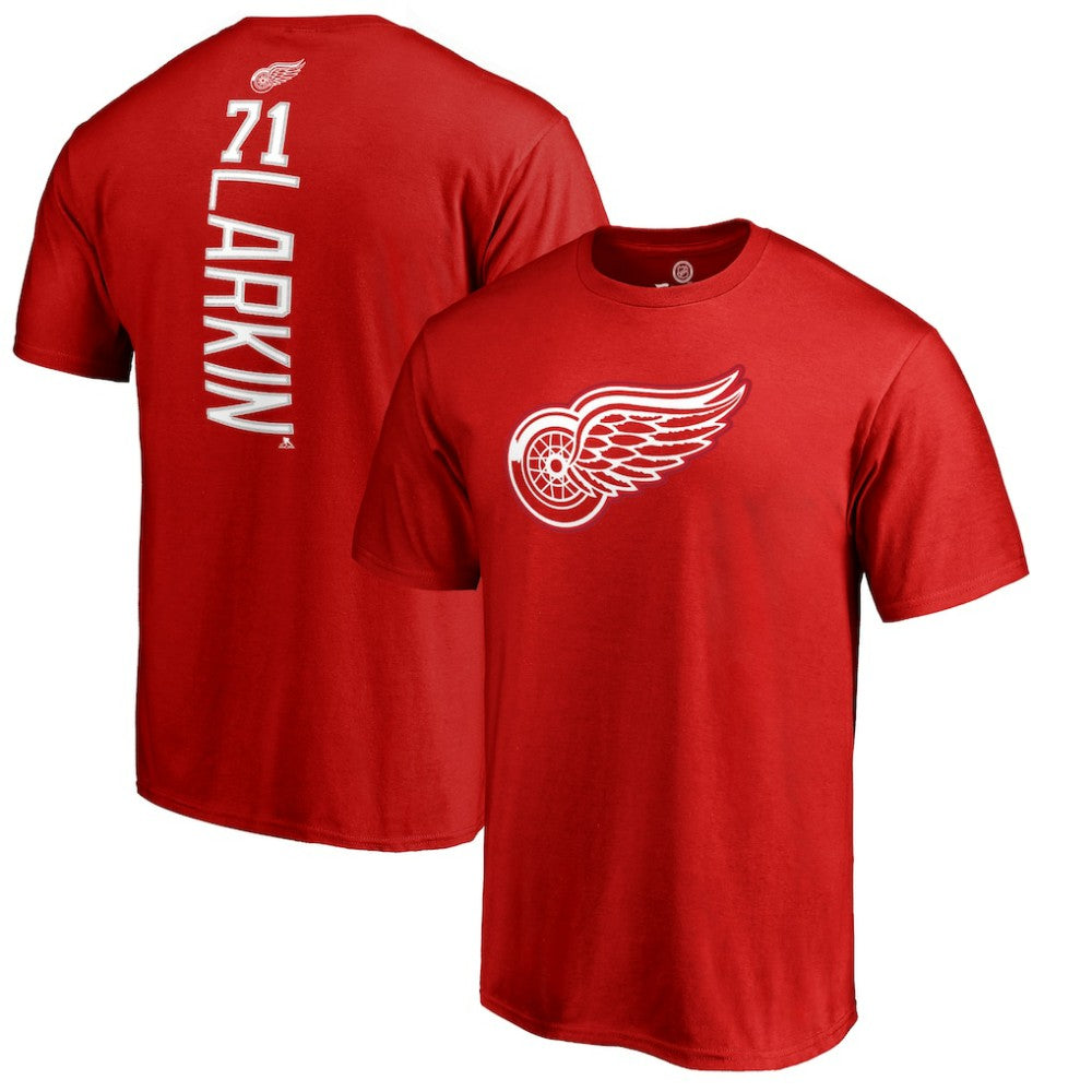 Dylan Larkin Detroit Red Wings Team Logo Backer Name & Number T-Shirt Red