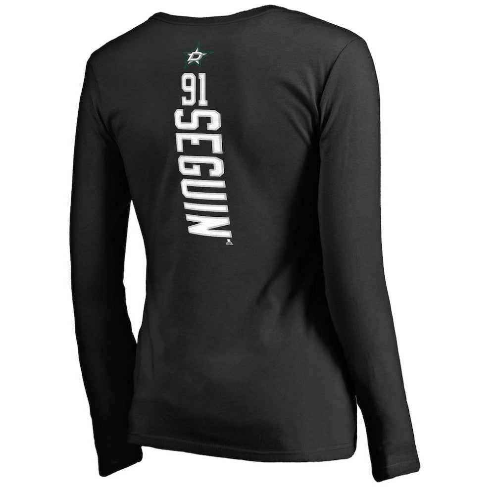 Tyler Seguin Dallas Stars Women's Backer Name & Number Slim Fit Long Sleeve V-Neck T-Shirt Black