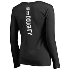 Drew Doughty Los Angeles Kings Women's Backer Name & Number Slim Fit Long Sleeve V-Neck T-Shirt Black