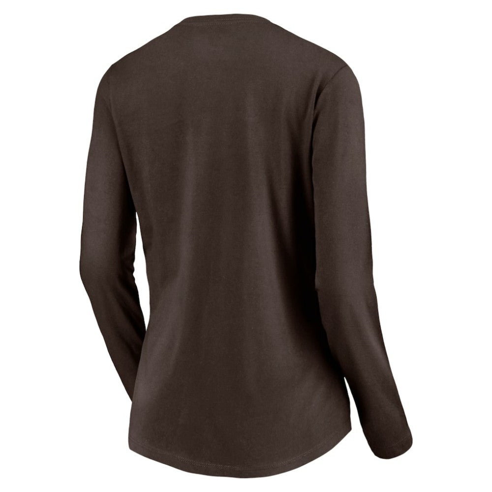 San Diego Padres Women's Cooperstown Collection Wahconah Long Sleeve V-Neck T-Shirt Brown