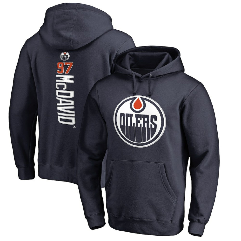 Connor McDavid Edmonton Oilers Backer Name & Number Pullover Hoodie Navy