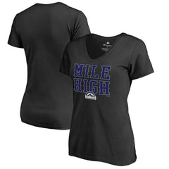 Colorado Rockies Women's Hometown Collection Mile High V-Neck T-Shirt Black