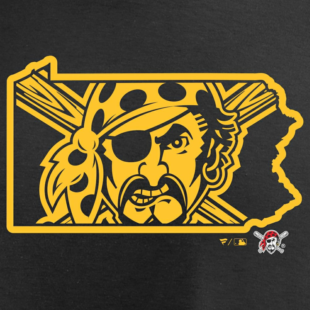 Pittsburgh Pirates Women's Hometown Collection Bucco State V-Neck T-Shirt Black