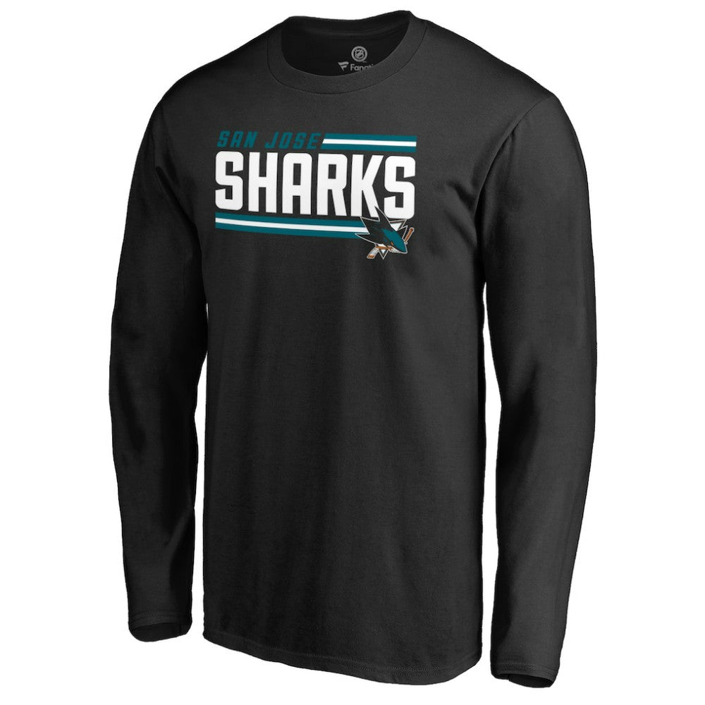 San Jose Sharks Iconic Collection On Side Stripe Long Sleeve T-Shirt Black