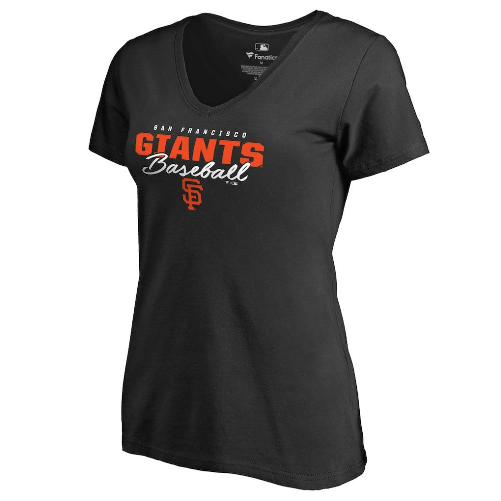 San Francisco Giants Women's Script Assist V-Neck T-Shirt Black