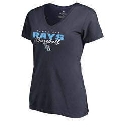 Tampa Bay Rays Women's Script Assist V-Neck T-Shirt Navy