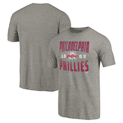 Philadelphia Phillies Cooperstown Collection Antique Stack Tri-Blend T-Shirt Gray