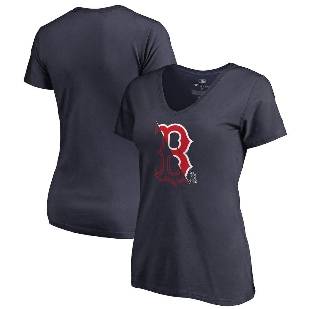 Boston Red Sox Women's X-Ray V-Neck T-Shirt Navy