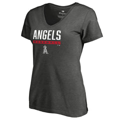 Los Angeles Angels Women's Win Stripe V-Neck T-Shirt Ash