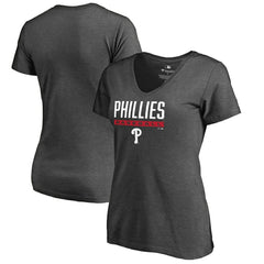 Philadelphia Phillies Women's Win Stripe V-Neck T-Shirt Ash