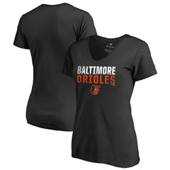 Baltimore Orioles Women's Fade Out V-Neck T-Shirt Black