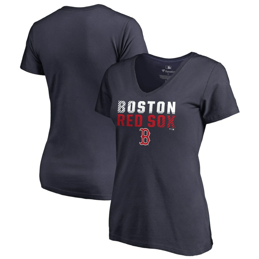 Boston Red Sox Women's Fade Out V-Neck T-Shirt Navy