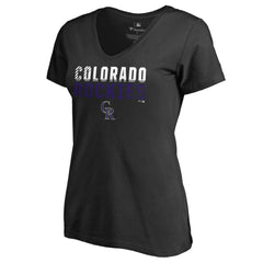Colorado Rockies Women's Fade Out V-Neck T-Shirt Black