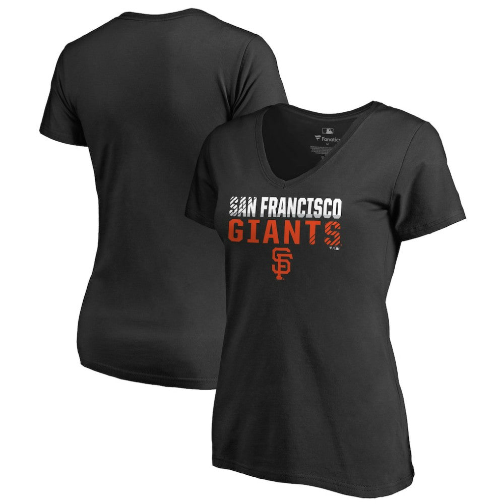 San Francisco Giants Women's Fade Out V-Neck T-Shirt Black