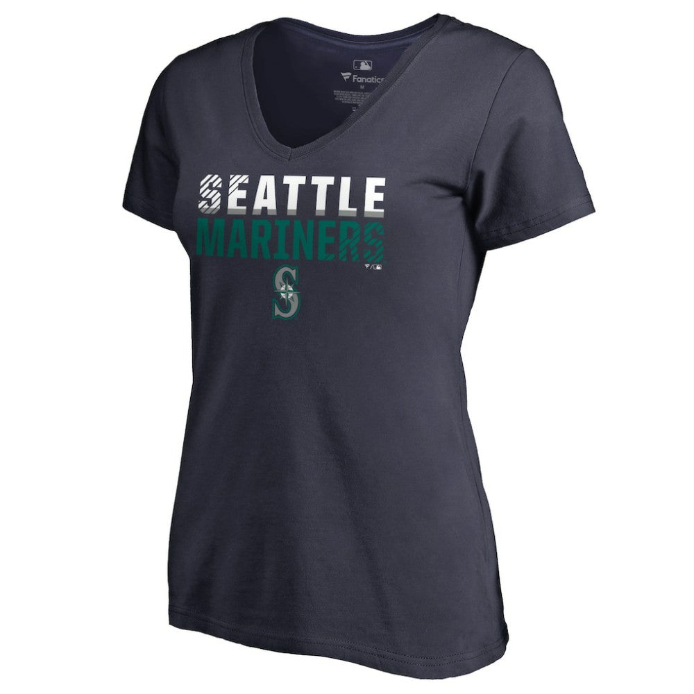 Seattle Mariners Women's Fade Out V-Neck T-Shirt Navy