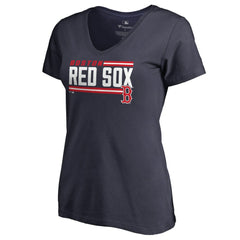 Boston Red Sox Women's Onside Stripe V-Neck T-Shirt Navy