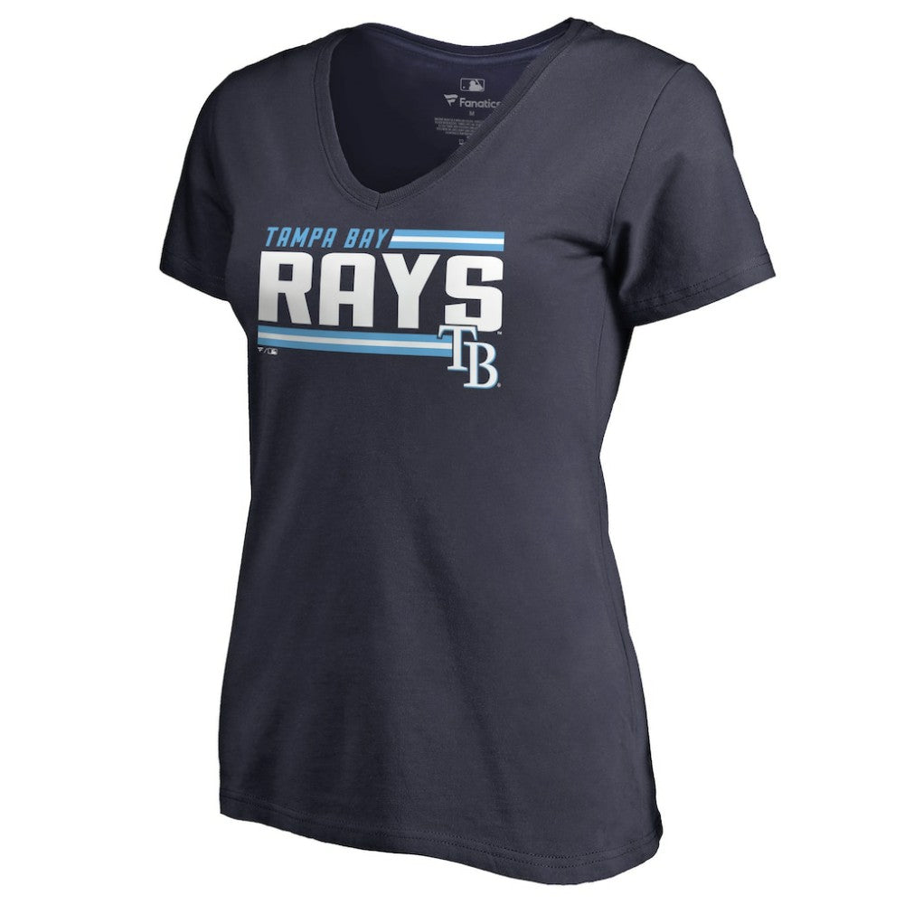 Tampa Bay Rays Women's Onside Stripe V-Neck T-Shirt Navy