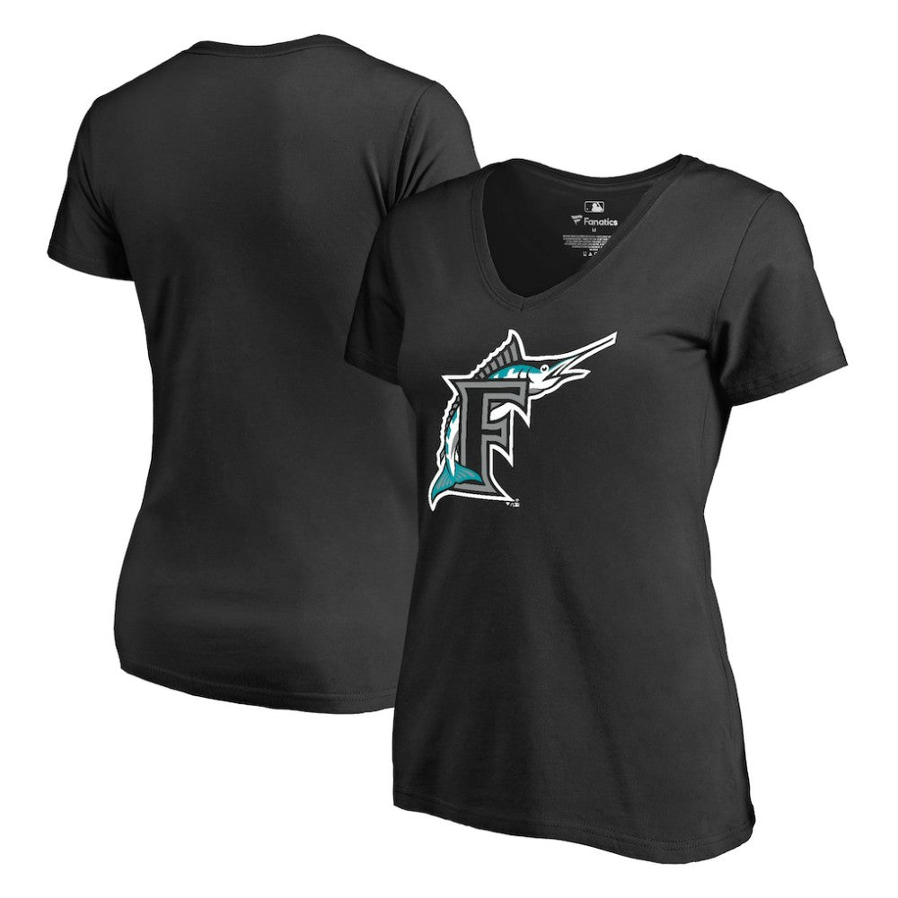 Florida Marlins Women's Cooperstown Collection Vintage Forbes V-Neck T-Shirt Black