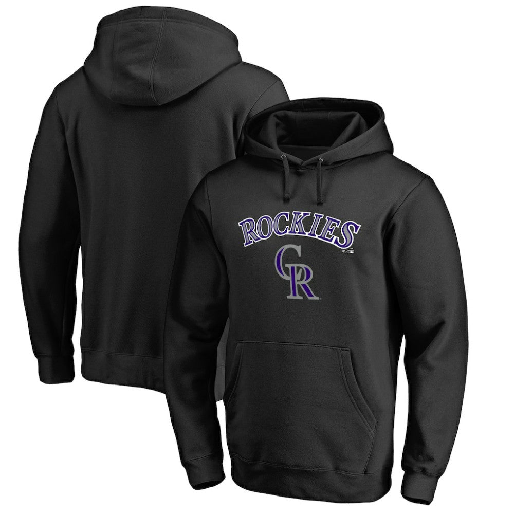 Colorado Rockies Team Lockup Fitted Pullover Hoodie Black
