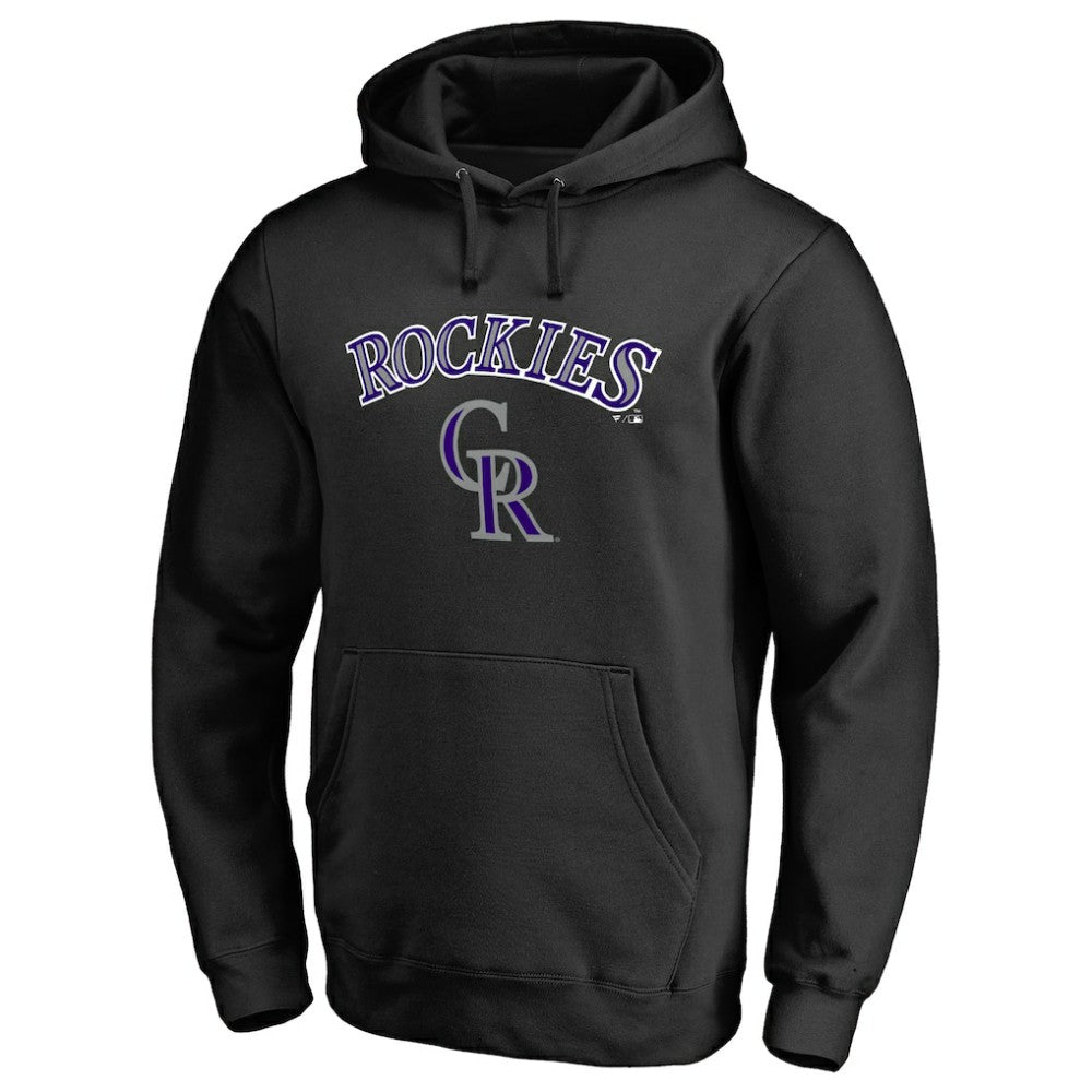 Colorado Rockies Team Lockup Fitted Pullover Hoodie Black