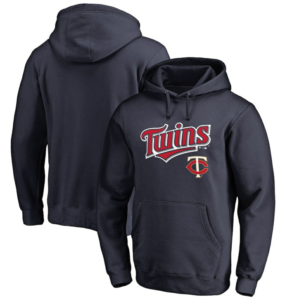 Minnesota Twins Team Lockup Fitted Pullover Hoodie Navy