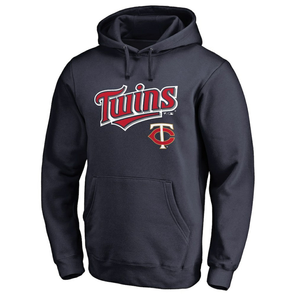 Minnesota Twins Team Lockup Fitted Pullover Hoodie Navy
