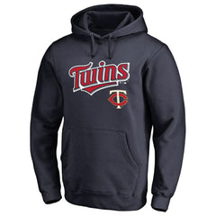 Minnesota Twins Team Lockup Fitted Pullover Hoodie Navy