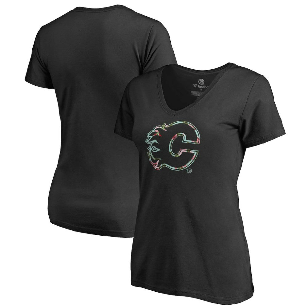 Calgary Flames Women's Lovely V-Neck T-Shirt Black