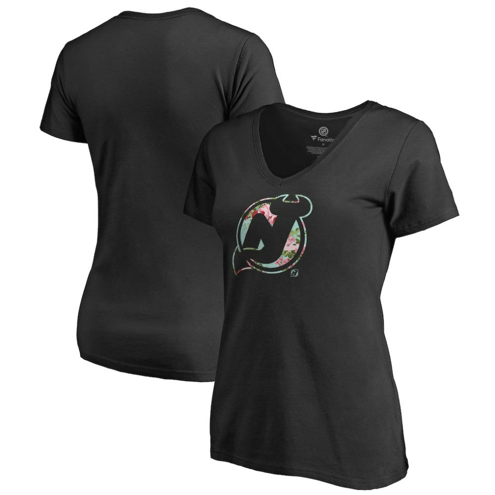 New Jersey Devils Women's Lovely V-Neck T-Shirt Black