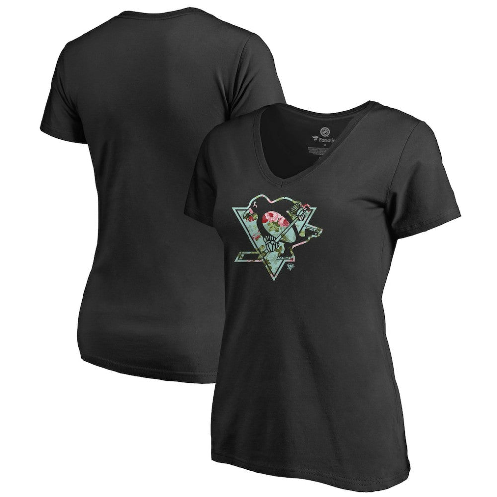 Pittsburgh Penguins Women's Lovely V-Neck T-Shirt Black