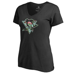 Pittsburgh Penguins Women's Lovely V-Neck T-Shirt Black