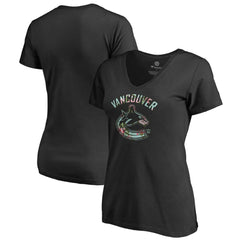 Vancouver Canucks Women's Lovely V-Neck T-Shirt Black