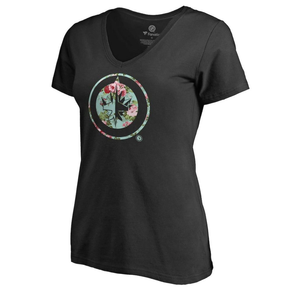 Winnipeg Jets Women's Lovely V-Neck T-Shirt Black