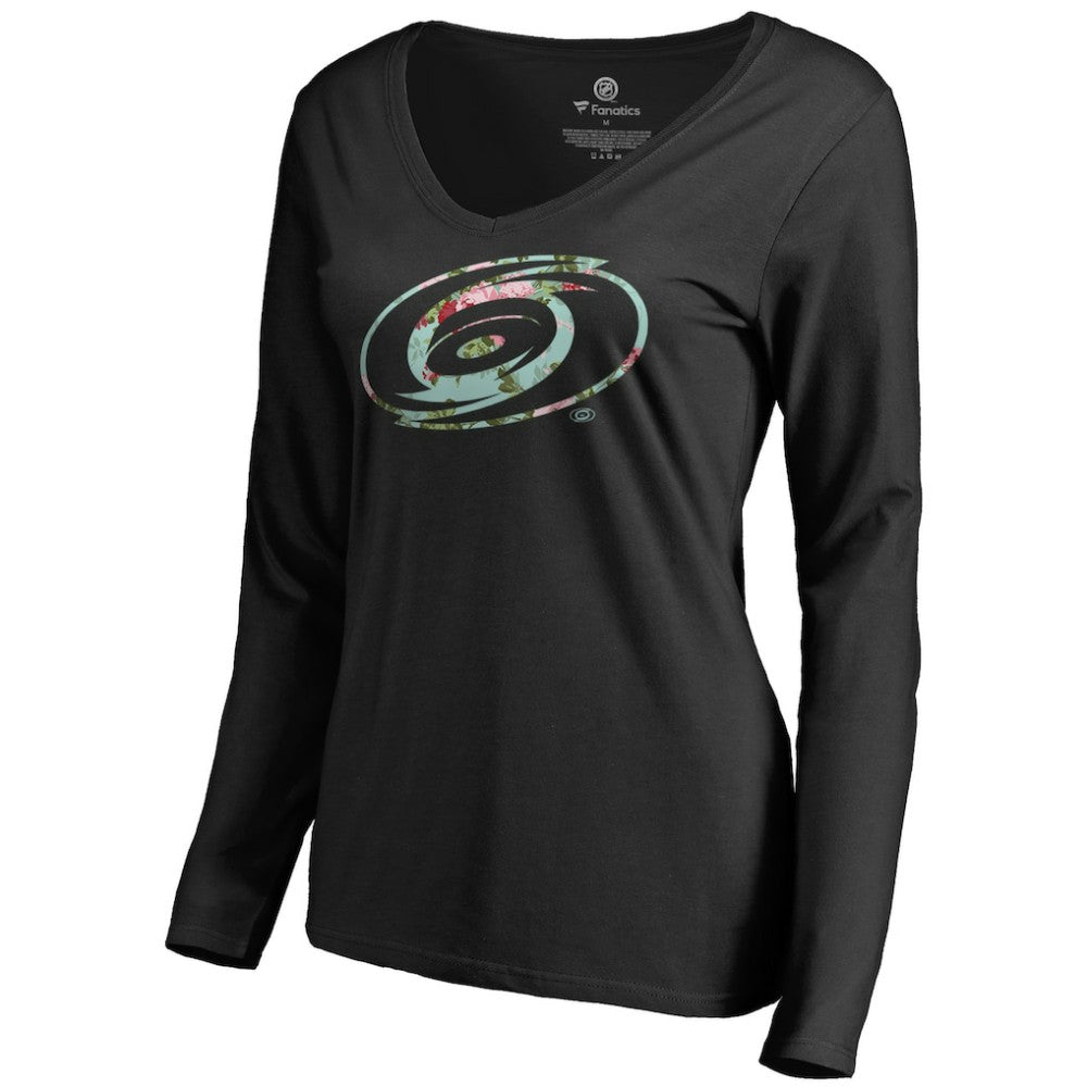 Carolina Hurricanes Women's Lovely Long Sleeve V-Neck T-Shirt Black