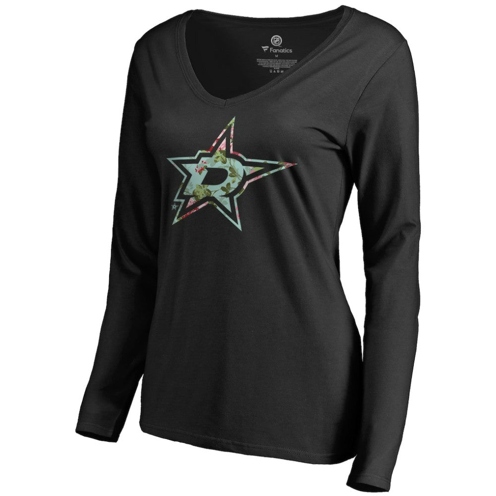 Dallas Stars Women's Lovely Long Sleeve V-Neck T-Shirt Black
