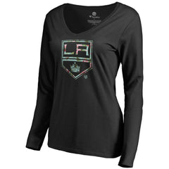 Los Angeles Kings Women's Lovely Long Sleeve V-Neck T-Shirt Black