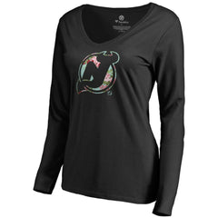 New Jersey Devils Women's Lovely Long Sleeve V-Neck T-Shirt Black