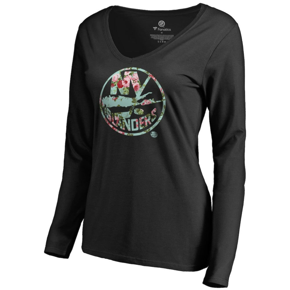 New York Islanders Women's Lovely Long Sleeve V-Neck T-Shirt Black