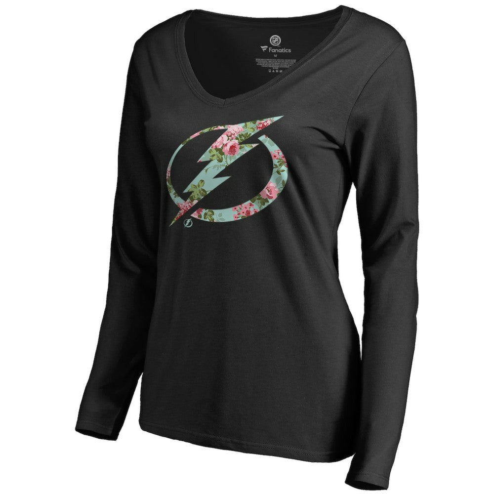 Tampa Bay Lightning Women's Lovely Long Sleeve V-Neck T-Shirt Black