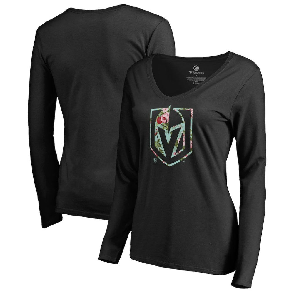 Vegas Golden Knights Women's Lovely Long Sleeve V-Neck T-Shirt Black