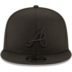 Atlanta Braves Black on Black 9FIFTY Team Snapback Adjustable Hat Black | New Era