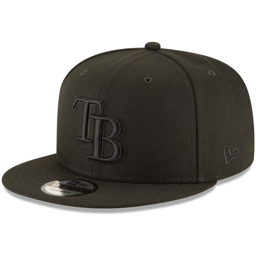 Tampa Bay Rays Black on Black 9FIFTY Team Snapback Adjustable Hat Black | New Era