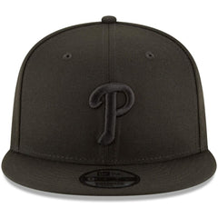 Philadelphia Phillies Black on Black 9FIFTY Team Snapback Adjustable Hat Black | New Era
