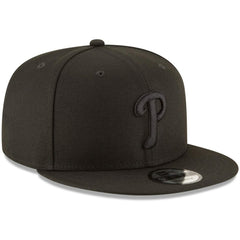 Philadelphia Phillies Black on Black 9FIFTY Team Snapback Adjustable Hat Black | New Era