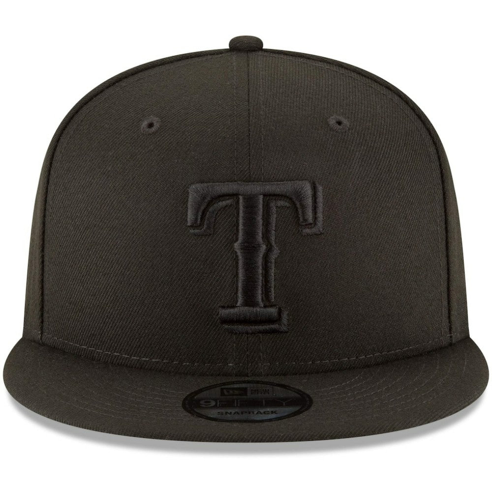 Texas Rangers Black on Black 9FIFTY Team Snapback Adjustable Hat Black | New Era