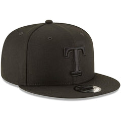Texas Rangers Black on Black 9FIFTY Team Snapback Adjustable Hat Black | New Era