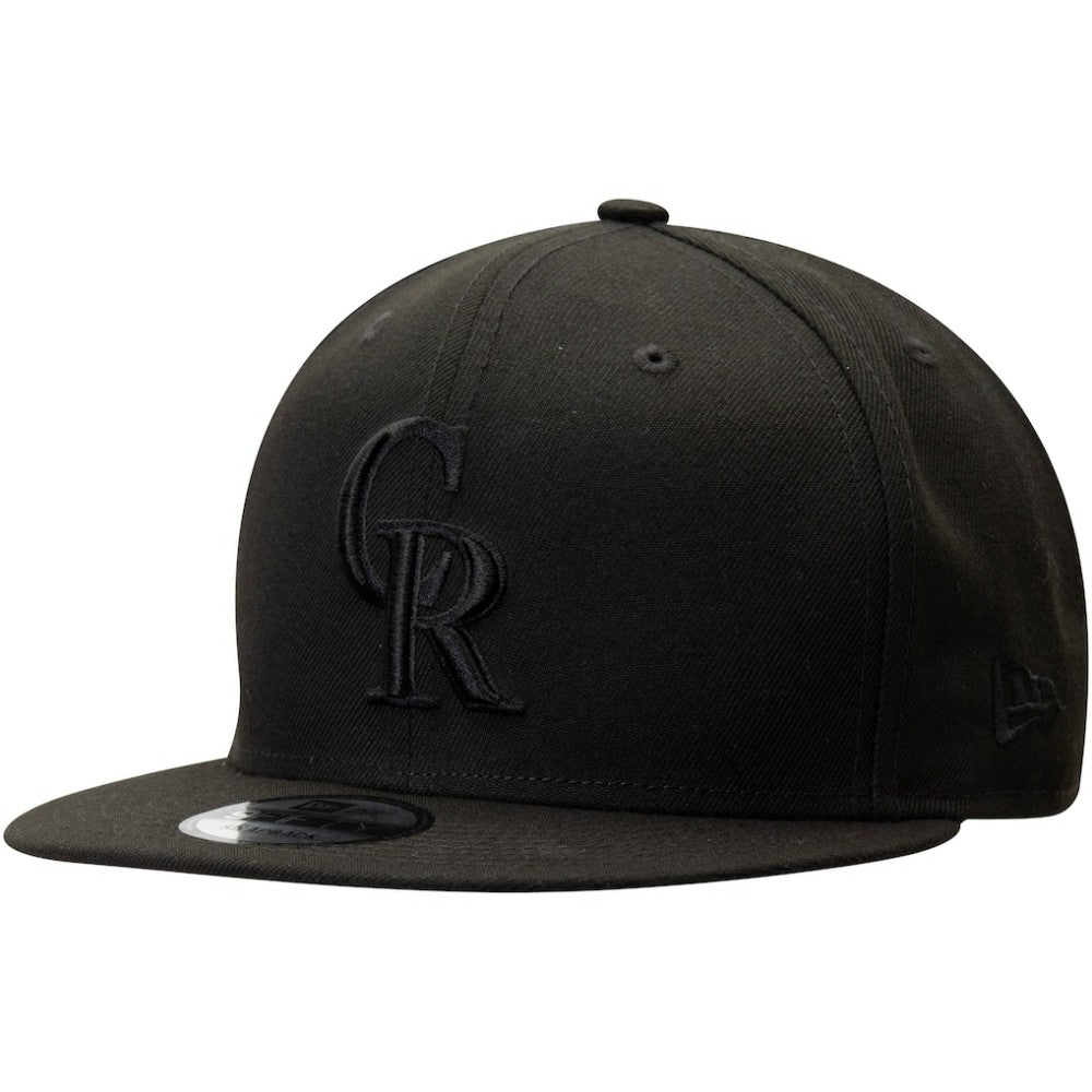 Colorado Rockies Black on Black 9FIFTY Team Snapback Adjustable Hat Black | New Era
